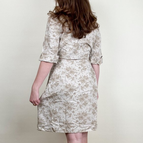 Vintage Two Piece Linen Matching Midi Skirt Set Floral Blouse Top Coastal Boho - Picture 2 of 6